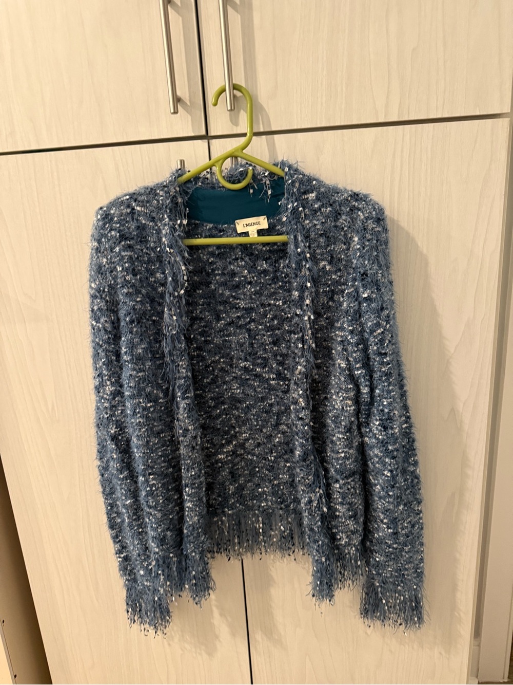 L’AGENCE Blue Metallic Textured Knit Sweater – Worn Once
